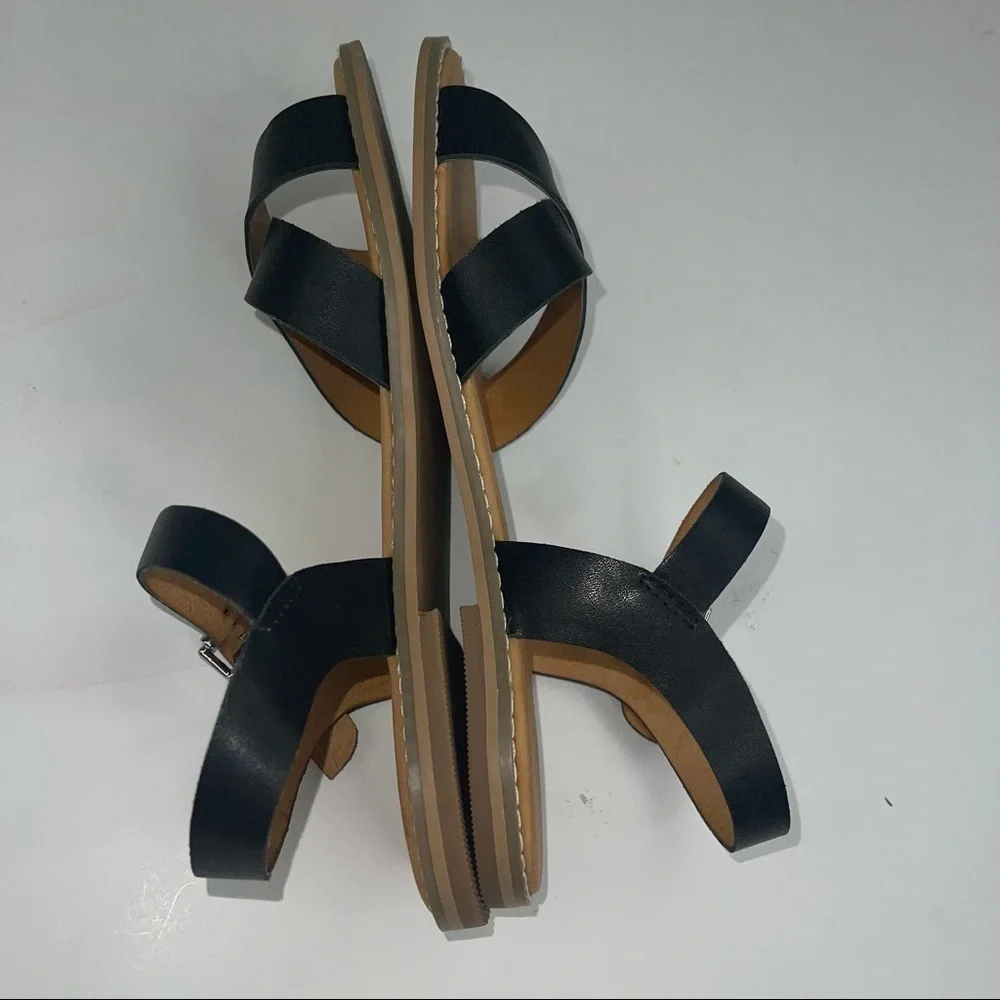 Tucker & Tate Nordstrom Black Faux Leather Ankle Strap Sandals